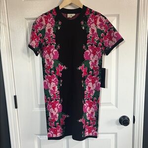 Tuckernuck Black Dress with Pink Floral Design